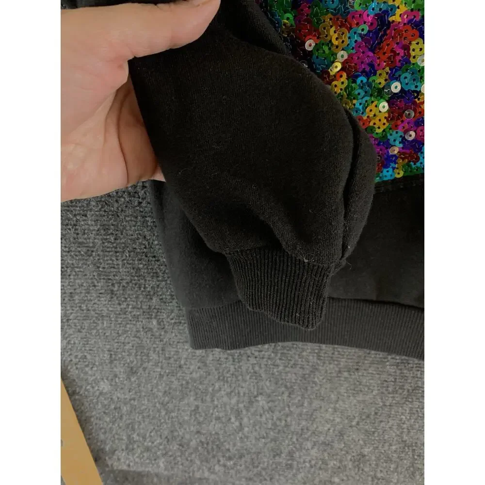 365 Kids by Garanimals Girl Sweatshirt All Heart Sequin Patch Pullover Black 6